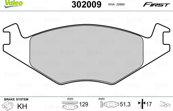 Valeo 302009 - Тормозные колодки, дисковые, комплект autosila-amz.com