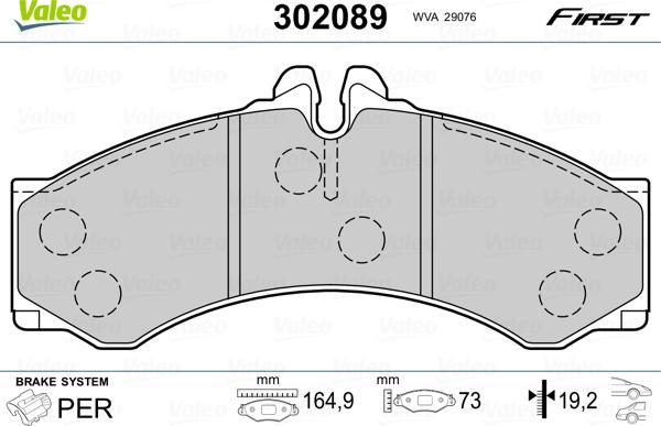 Valeo 302089 - Тормозные колодки, дисковые, комплект autosila-amz.com