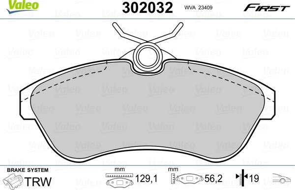 Valeo 302032 - Тормозные колодки, дисковые, комплект autosila-amz.com