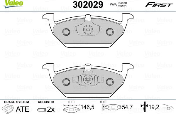 Valeo 302029 - Тормозные колодки, дисковые, комплект autosila-amz.com