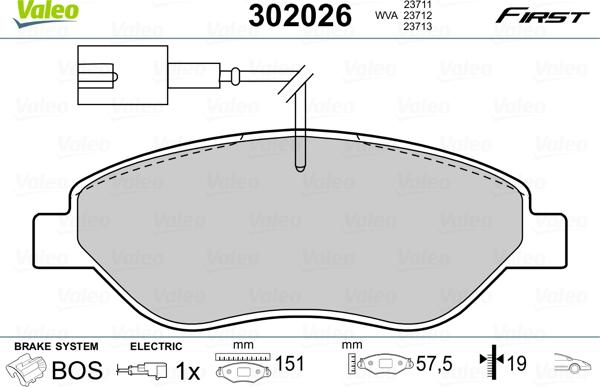 Valeo 302026 - Тормозные колодки, дисковые, комплект autosila-amz.com