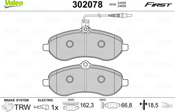 Valeo 302078 - Тормозные колодки, дисковые, комплект autosila-amz.com