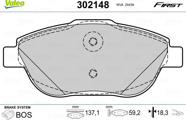 Valeo 302148 - Тормозные колодки, дисковые, комплект autosila-amz.com