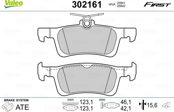 Valeo 302161 - Тормозные колодки, дисковые, комплект autosila-amz.com