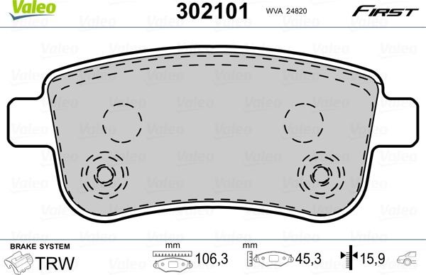 Valeo 302101 - Тормозные колодки, дисковые, комплект autosila-amz.com