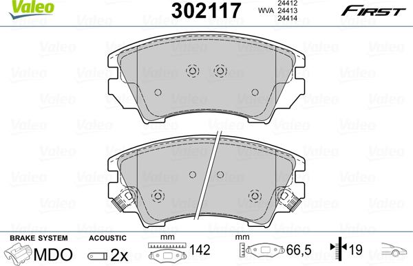 Valeo 302117 - Тормозные колодки, дисковые, комплект autosila-amz.com