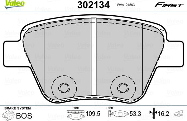 Valeo 302134 - Тормозные колодки, дисковые, комплект autosila-amz.com