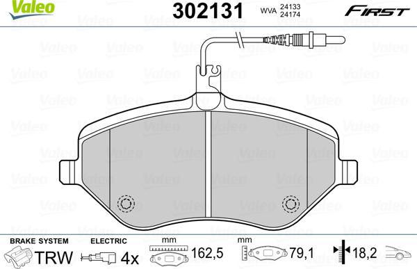 Valeo 302131 - Тормозные колодки, дисковые, комплект autosila-amz.com