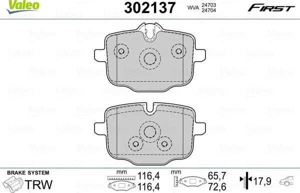 Valeo 302137 - Тормозные колодки, дисковые, комплект autosila-amz.com