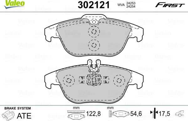 Valeo 302121 - Тормозные колодки, дисковые, комплект autosila-amz.com