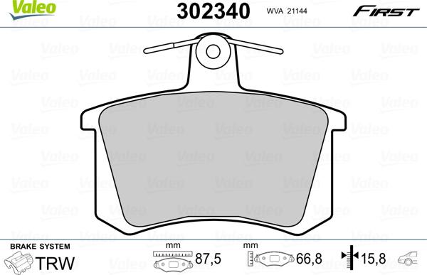 Valeo 302340 - Тормозные колодки, дисковые, комплект autosila-amz.com