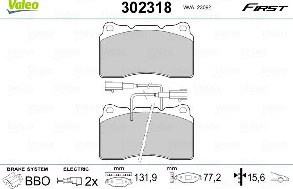 Valeo 302318 - Тормозные колодки, дисковые, комплект autosila-amz.com