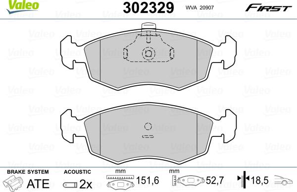 Valeo 302329 - Тормозные колодки, дисковые, комплект autosila-amz.com