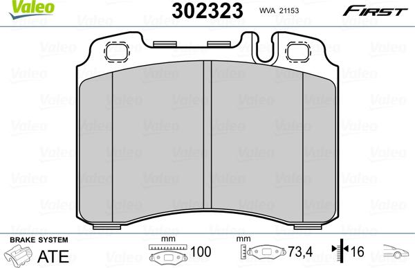 Valeo 302323 - Тормозные колодки, дисковые, комплект autosila-amz.com