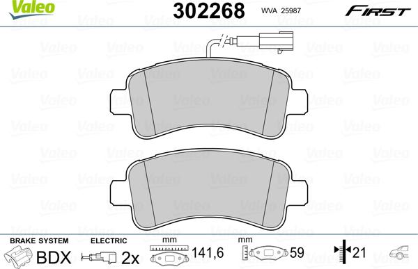 Valeo 302268 - Тормозные колодки, дисковые, комплект autosila-amz.com