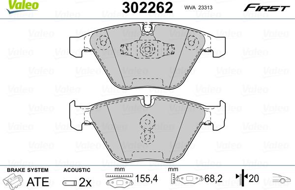 Valeo 302262 - Тормозные колодки, дисковые, комплект autosila-amz.com