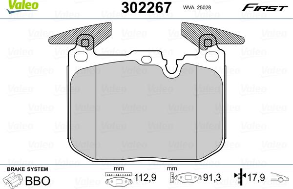 Valeo 302267 - Тормозные колодки, дисковые, комплект autosila-amz.com