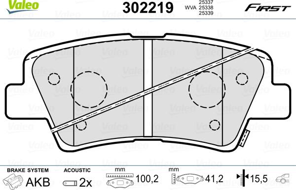 Valeo 302219 - Тормозные колодки, дисковые, комплект autosila-amz.com