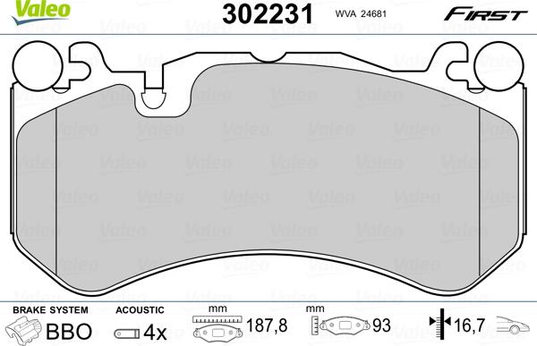 Valeo 302231 - Тормозные колодки, дисковые, комплект autosila-amz.com