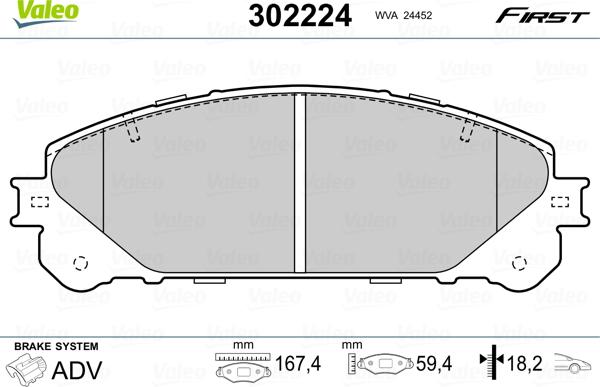 Valeo 302224 - Тормозные колодки, дисковые, комплект autosila-amz.com