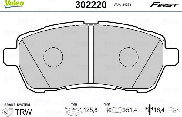 Valeo 302220 - Тормозные колодки, дисковые, комплект autosila-amz.com