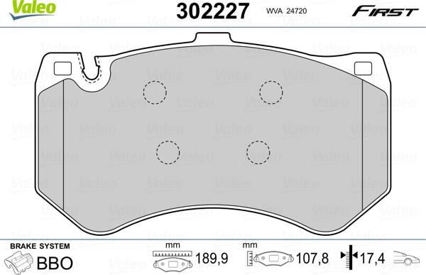 Valeo 302227 - Тормозные колодки, дисковые, комплект autosila-amz.com