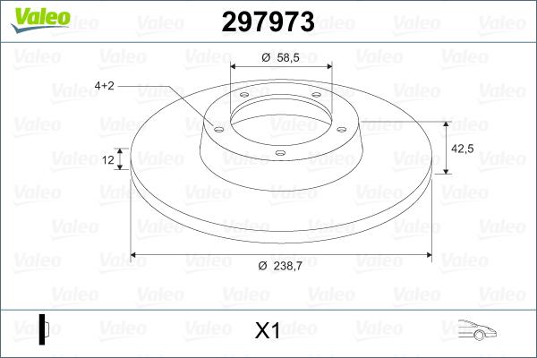 Valeo 297973 - Тормозной диск autosila-amz.com