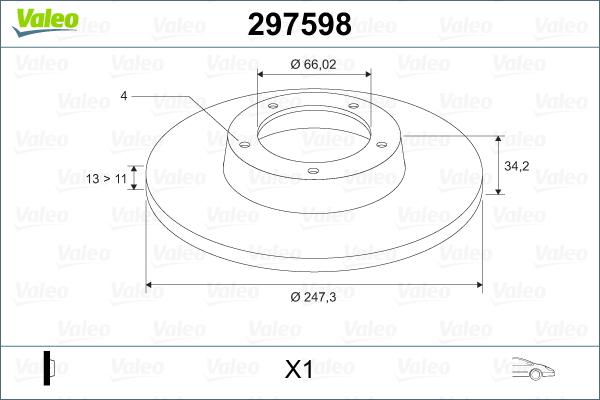Valeo 297598 - Тормозной диск autosila-amz.com