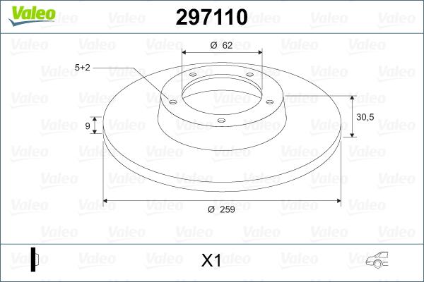 Valeo 297110 - Тормозной диск autosila-amz.com