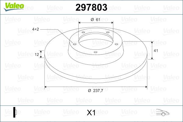 Valeo 297803 - Тормозной диск autosila-amz.com