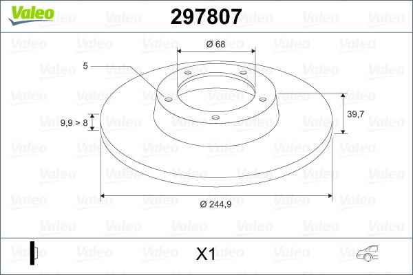 Valeo 297807 - Тормозной диск autosila-amz.com
