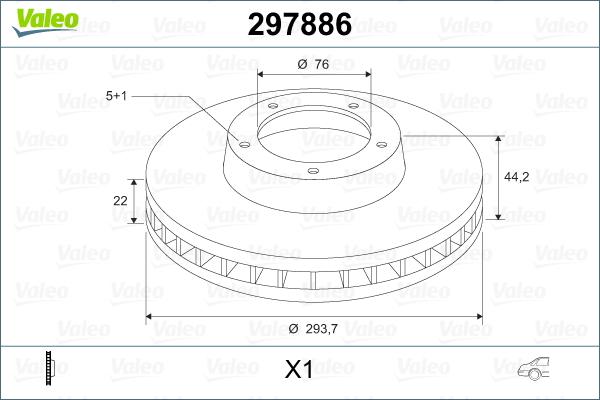 Valeo 297886 - Диск торм. VW TRANSP (1шт.) autosila-amz.com