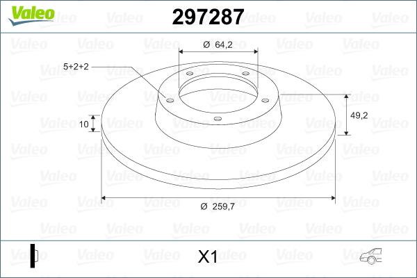 Valeo 297287 - Тормозной диск autosila-amz.com