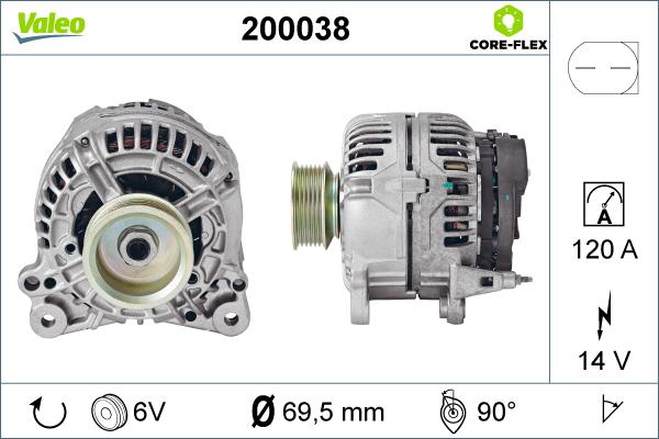 Valeo 200038 - Генератор autosila-amz.com