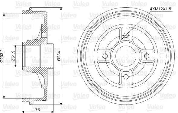 Valeo 237008 - Тормозной барабан autosila-amz.com