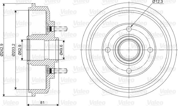 Valeo 237012 - Тормозной барабан autosila-amz.com