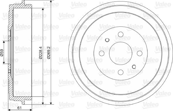 Valeo 237037 - Тормозной барабан autosila-amz.com