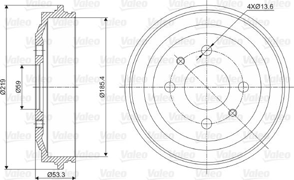 Valeo 237024 - Тормозной барабан autosila-amz.com