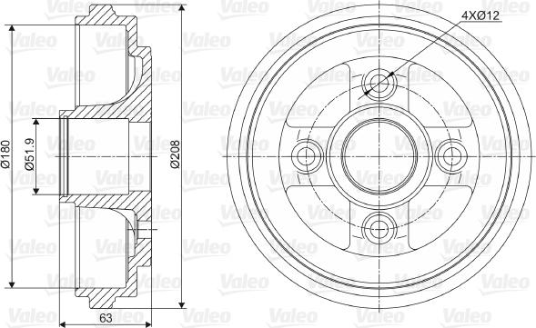 Valeo 237026 - Тормозной барабан autosila-amz.com