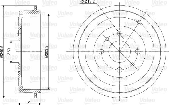 Valeo 237021 - Тормозной барабан autosila-amz.com