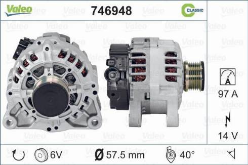 Valeo 746948 - Генератор autosila-amz.com