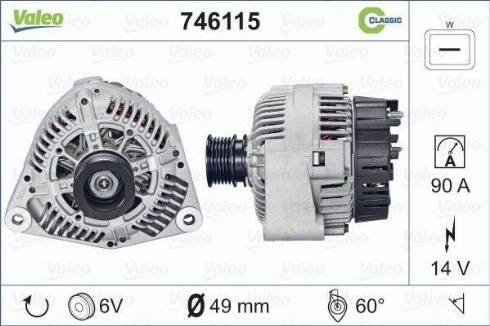 Valeo 746115 - Генератор autosila-amz.com