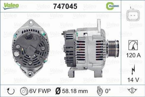 Valeo 747045 - Генератор autosila-amz.com