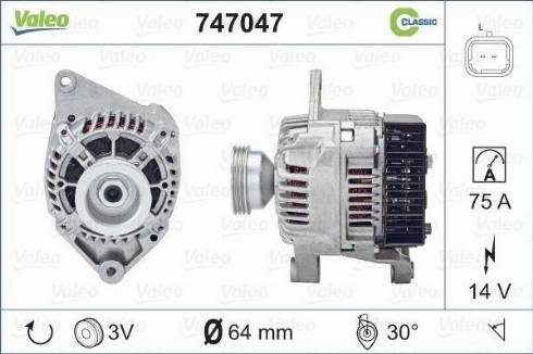 Valeo 747047 - Генератор autosila-amz.com