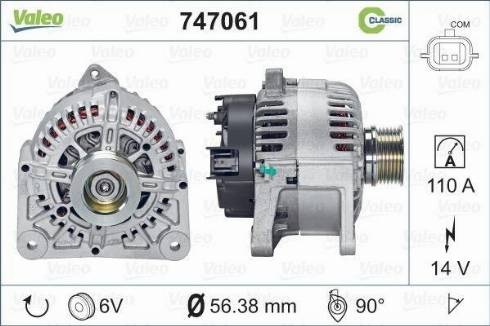 Valeo 747061 - Генератор autosila-amz.com