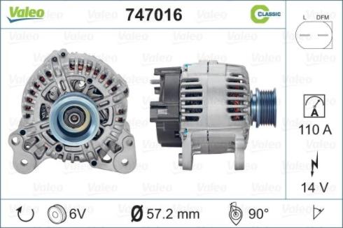 Valeo 747016 - Генератор autosila-amz.com