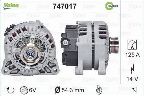 Valeo 747017 - Генератор autosila-amz.com