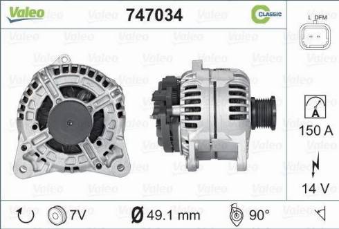 Valeo 747034 - Генератор autosila-amz.com