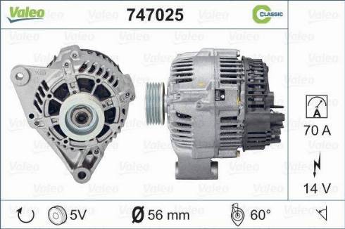 Valeo 747025 - Генератор autosila-amz.com