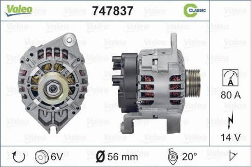 Valeo 747837 - Генератор autosila-amz.com